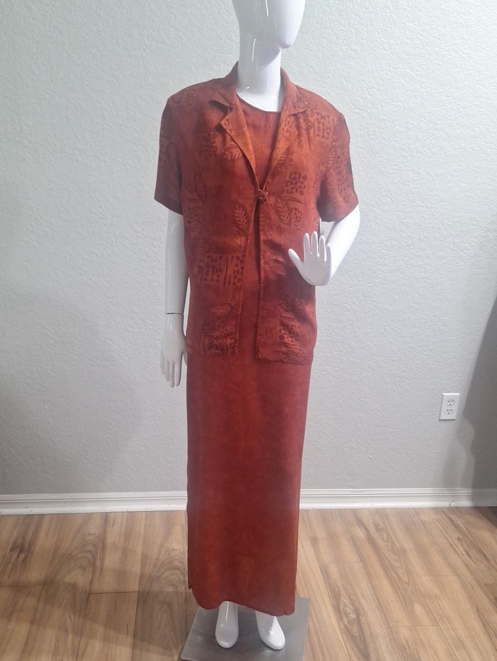 Karin Stevens 2 pc Fall Maxi Dress In Rust Vintage